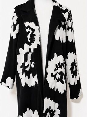 Black & White Floral Open Cardigan
